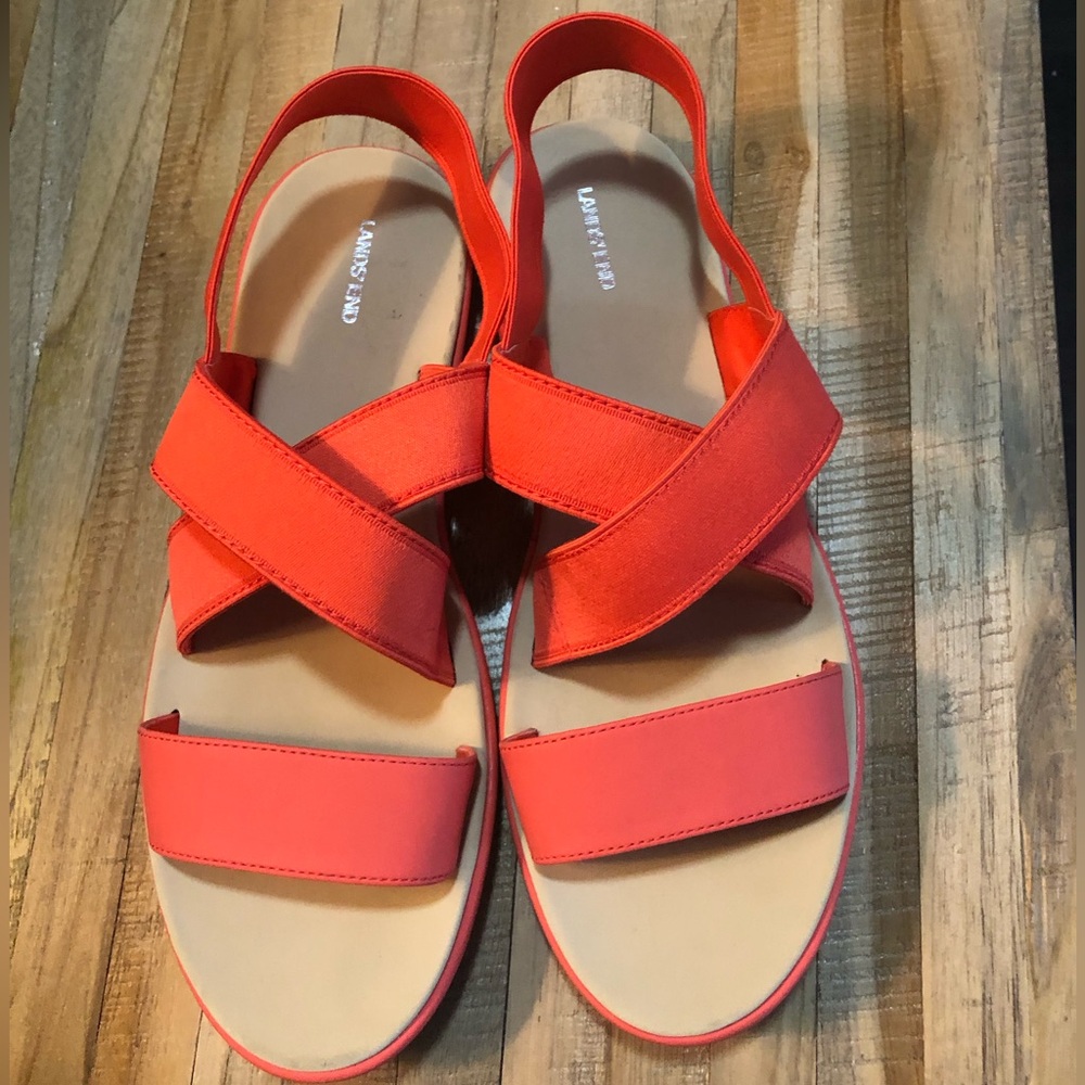 NWOT LANDS END ORANGE SANDALS